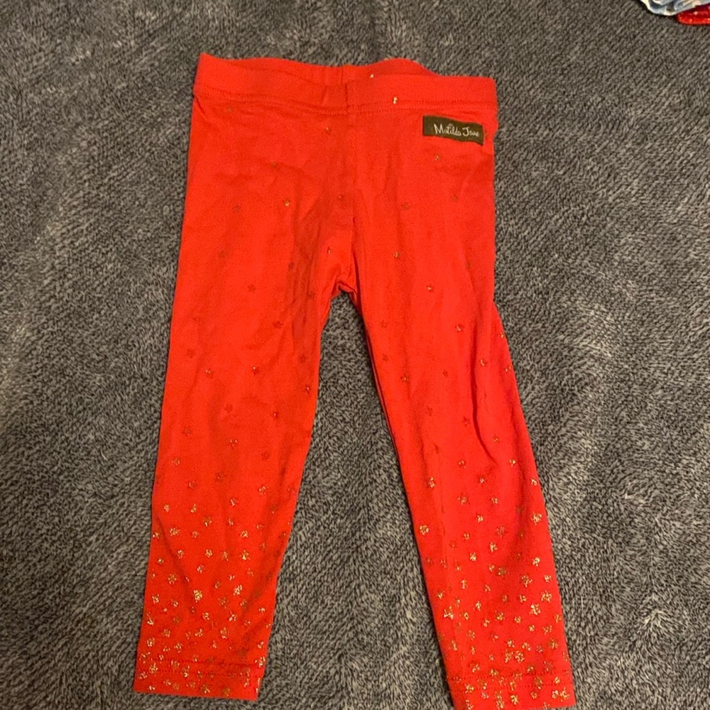 Matilda Jane red leggings with gold stars